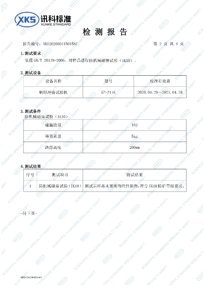 祝賀我司順利通過IK10防碰撞防暴測試！